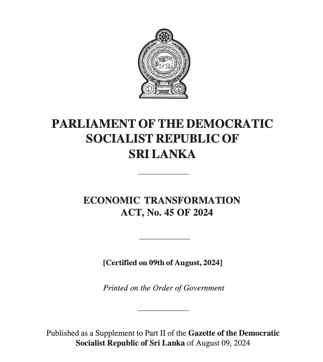 The Economic Transformation Act, No. 45 of 2024